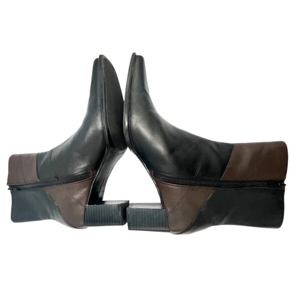Y2k 90s Isotoner Womens Sz 8 M Patchwork Leather Ankle Boots Platform Block Heel - Picture 10 of 16